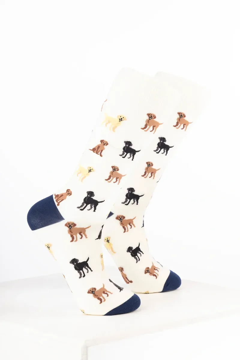 Rydale Women's Bamboo Rich Dog Ankle Socks Pack of 10 - Labrador Cream