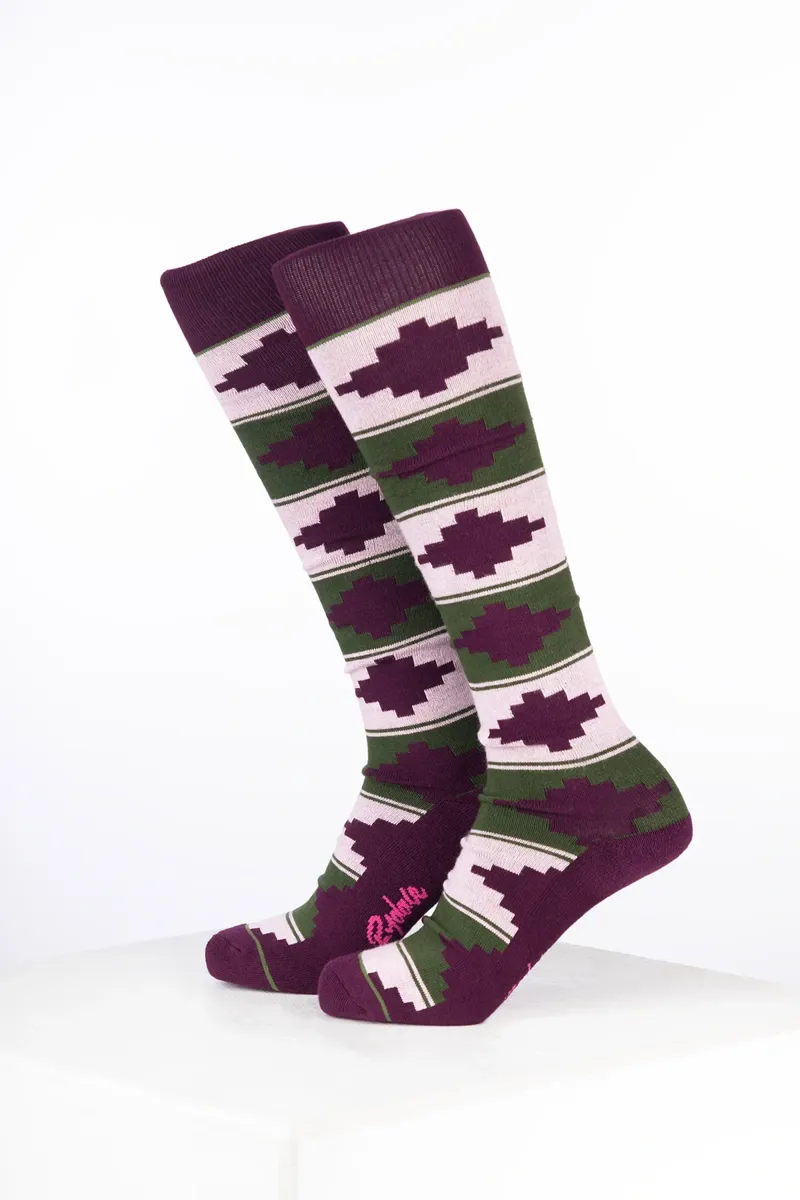 Rydale Womens Bamboo Rich Polo Belt Riding Socks Pack of Ten - Polo Dark Olive/Soft Pink/Dark Berry-1