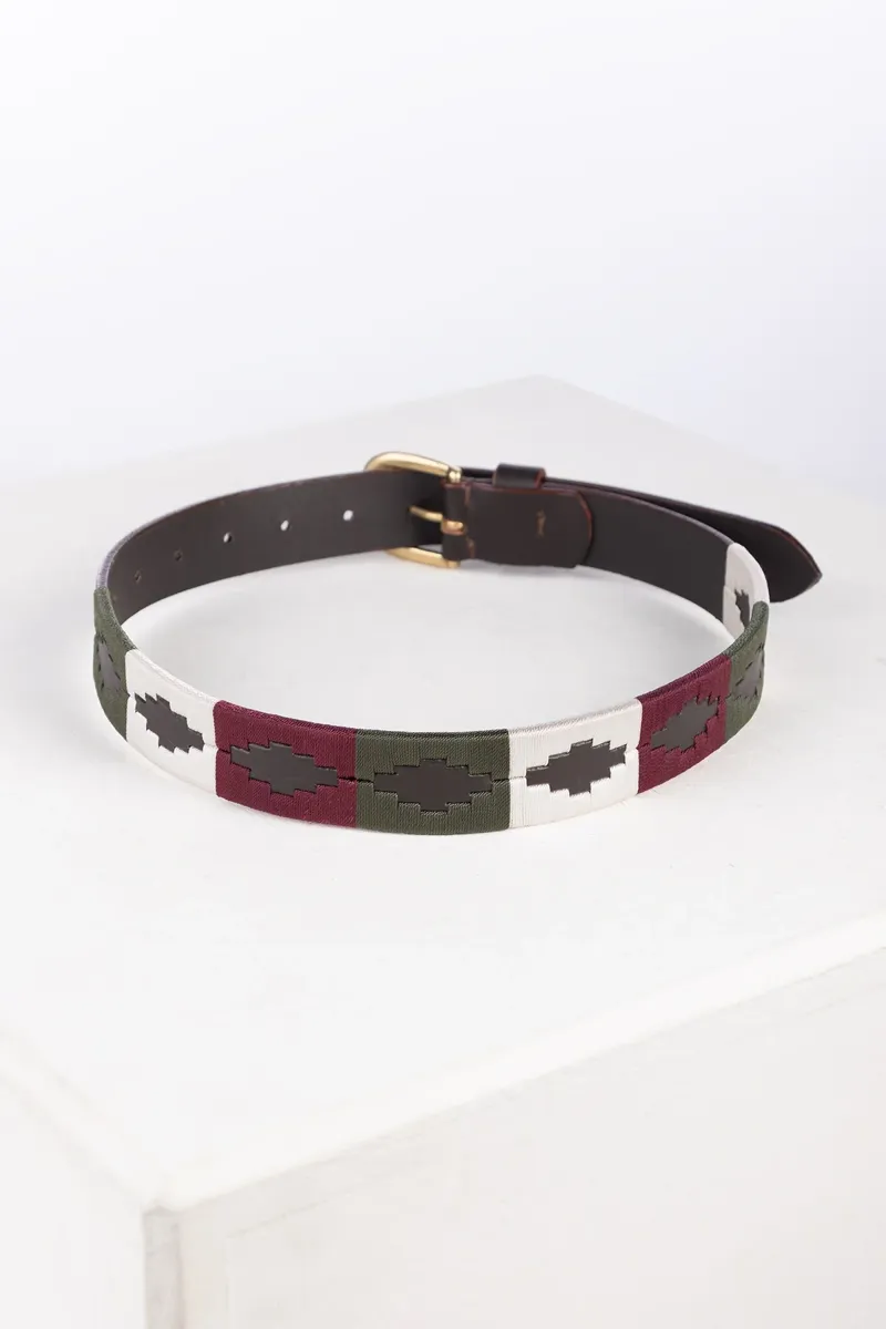 Rydale Askwith Junior Polo Belts - Olive/White/Burgundy-1