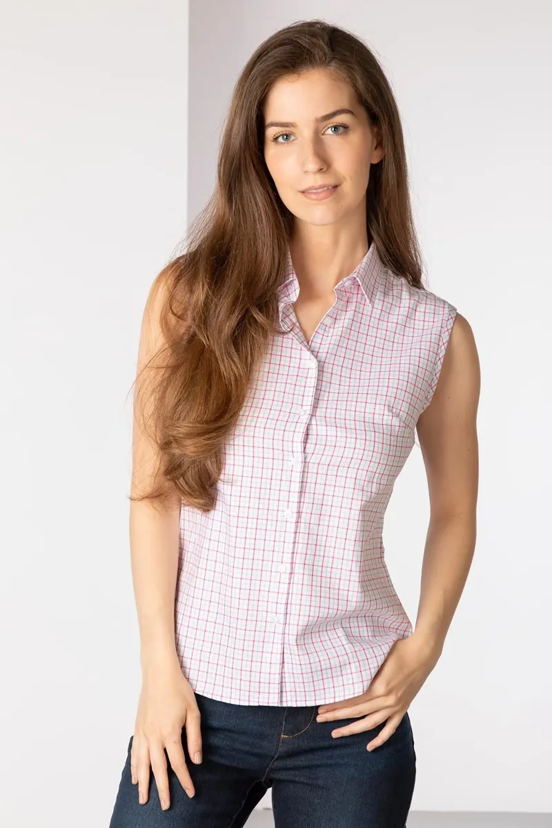 Rydale Ladies Ellie II Hannah Sleeveless Country Shirt - Pink-3