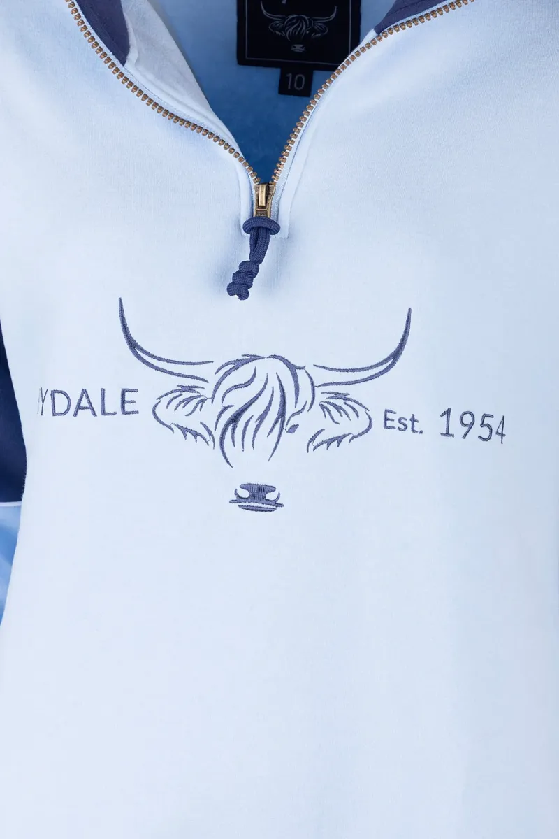 Rydale Ladies Byland Highland Cow Sweatshirt - Soft Blue/Denim-2