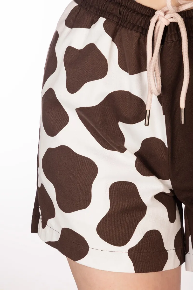Rydale Ladies Quartered Cotton Cow Shorts - Brown/White-3