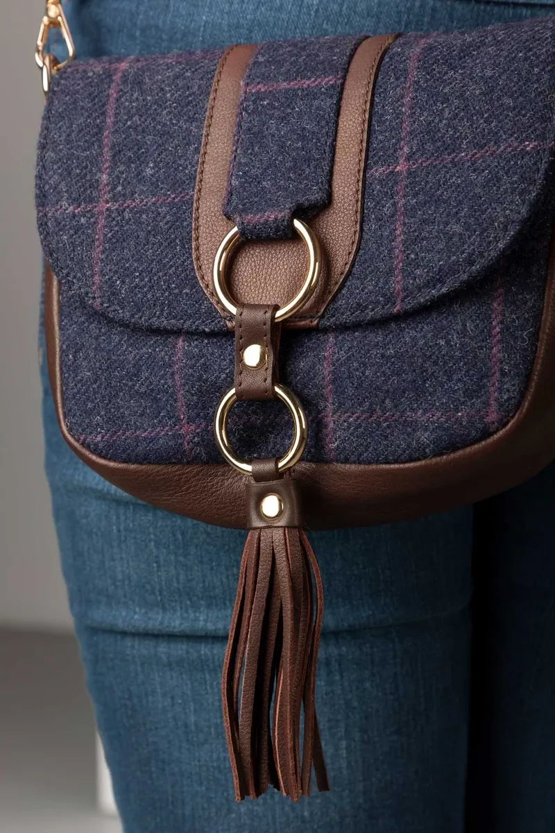 Rydale Ladies Helmsley Tweed Cross Body Bag - Navy Tweed-2