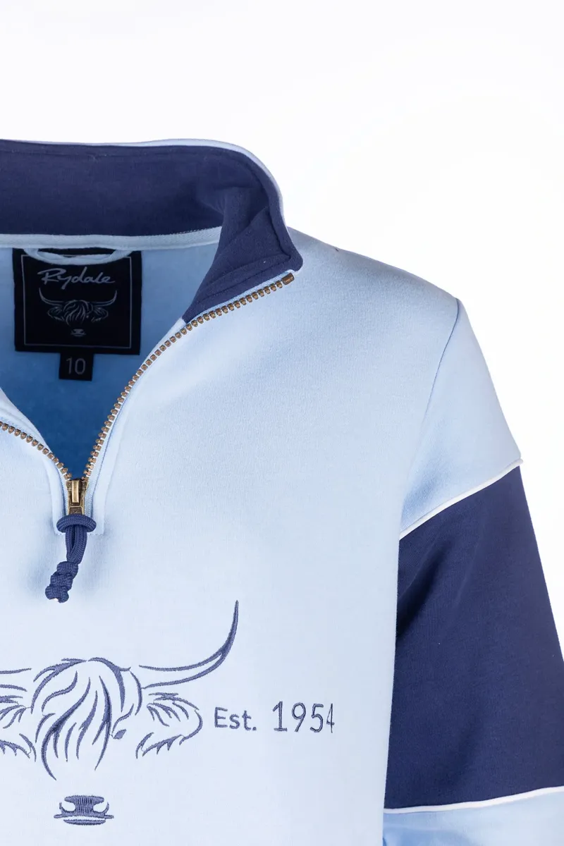 Rydale Ladies Byland Highland Cow Sweatshirt - Soft Blue/Denim-3