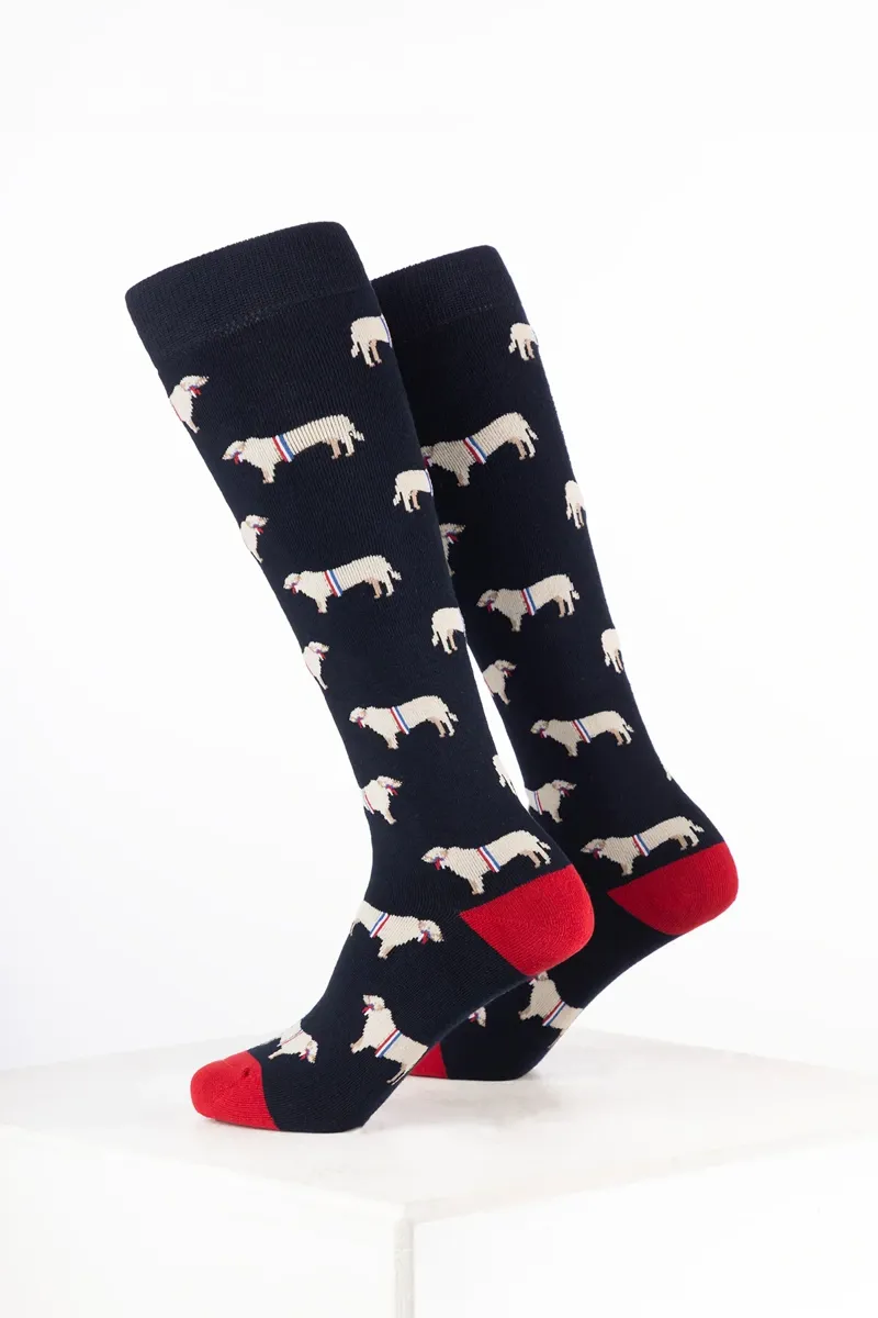 Rydale Kids Animal Welly Socks Pack of 10 - Champion Bull Navy-1