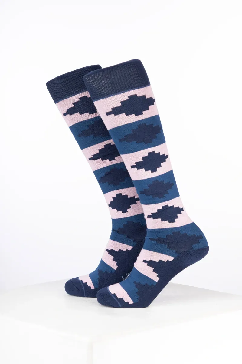 Rydale Womens Bamboo Rich Polo Belt Riding Socks Pack of Ten - Polo Denim/Soft Pink/Navy-1