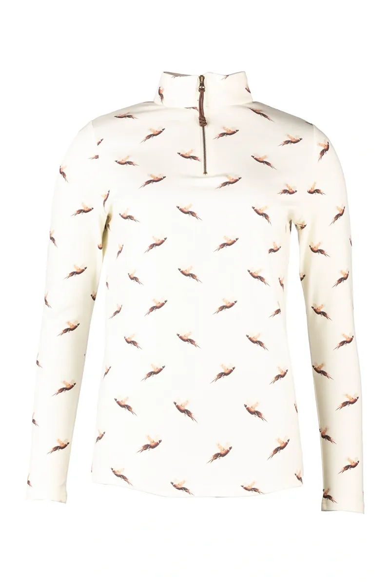 Rydale Ladies Foxholes Long Sleeved 1/4 Zip Top - Pheasants