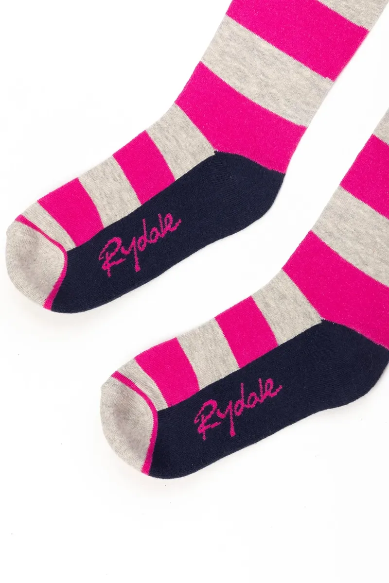 Rydale Ladies Broadstripe Knee Length Riding Socks - Marl Grey-2