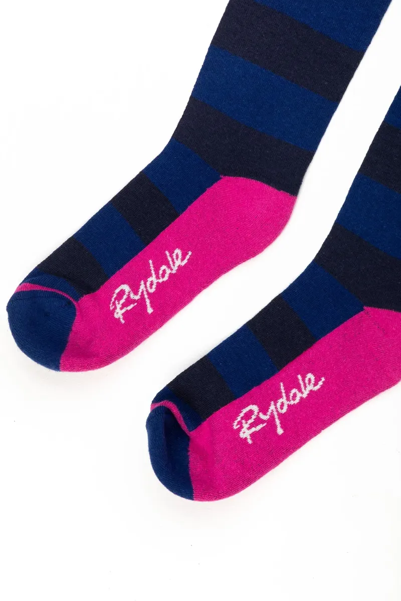 Rydale Ladies Broadstripe Knee Length Riding Socks - Denim-2