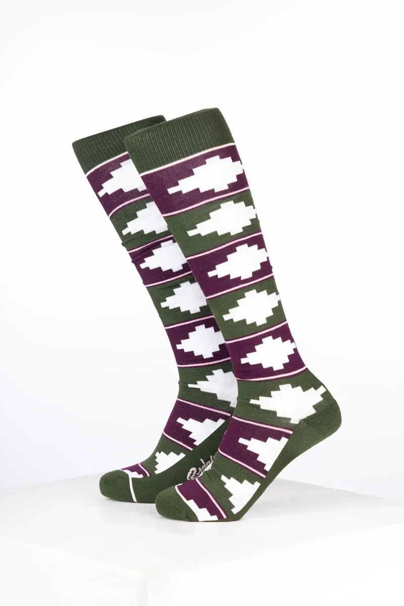 Rydale Womens Bamboo Rich Polo Belt Riding Socks Pack of Ten - Polo Dark Olive/Dark Berry/White-1