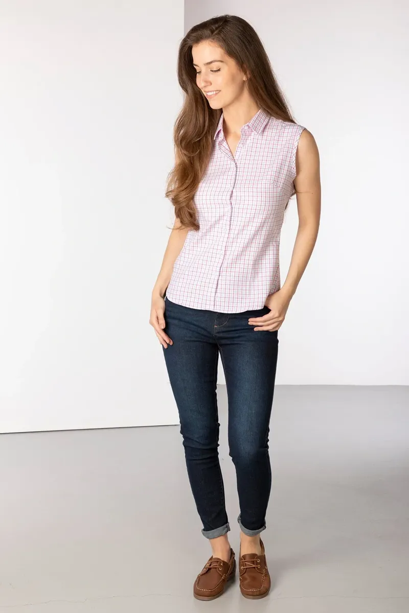 Rydale Ladies Ellie II Hannah Sleeveless Country Shirt - Pink-5