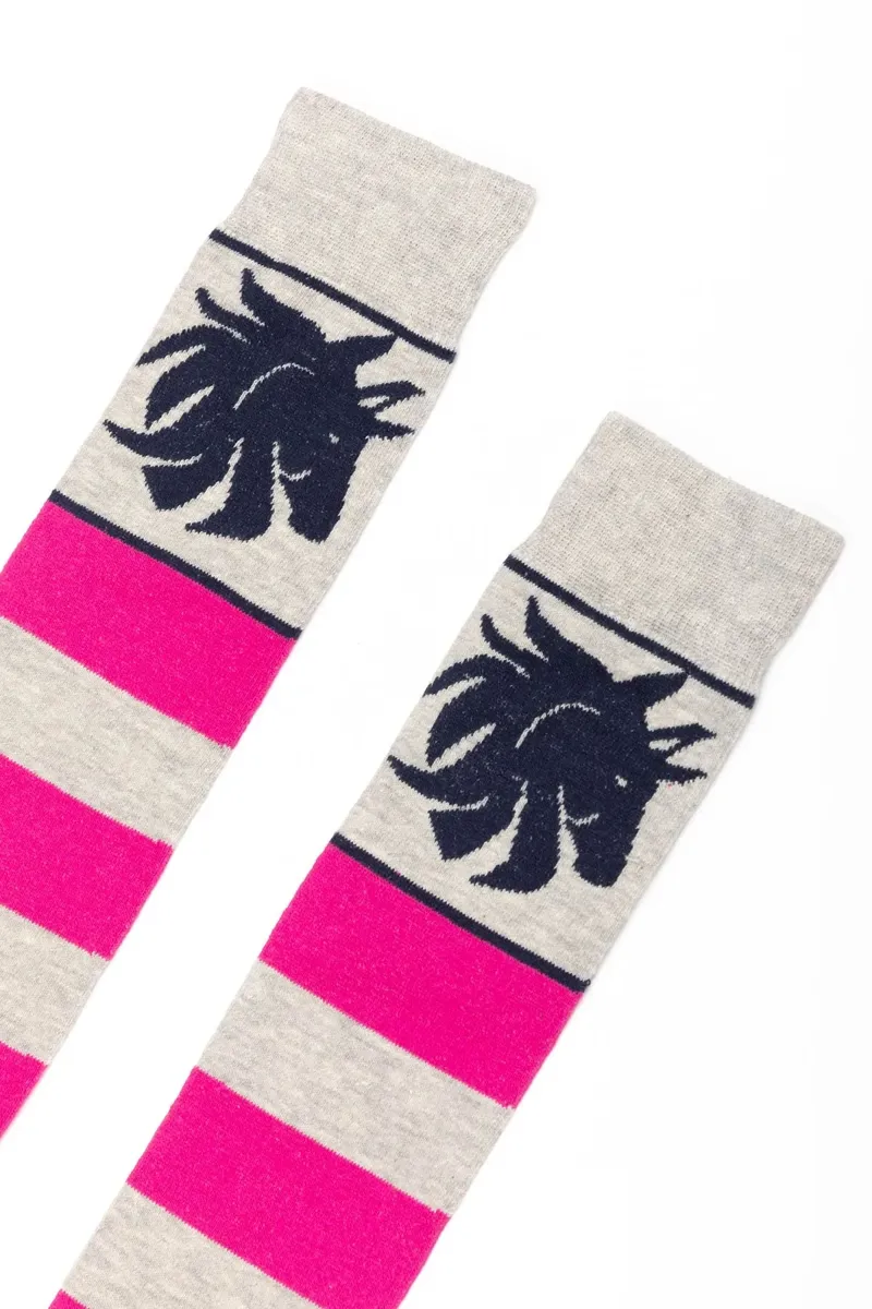 Rydale Ladies Broadstripe Knee Length Riding Socks - Marl Grey-1