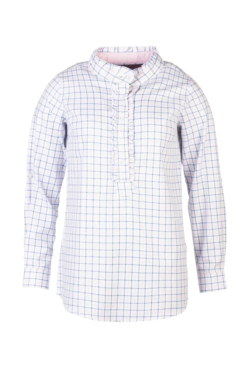 Rydale Ladies Ellie Hannah Overhead Ruffled Shirt - Ellie Blue