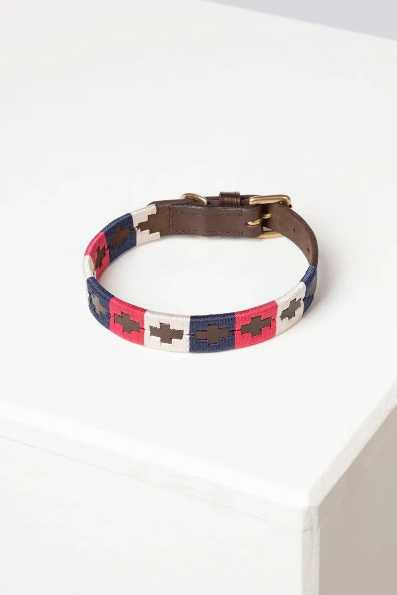 Rydale Polo Belt Dog Collar - Navy/Bonbon/Vanilla-1