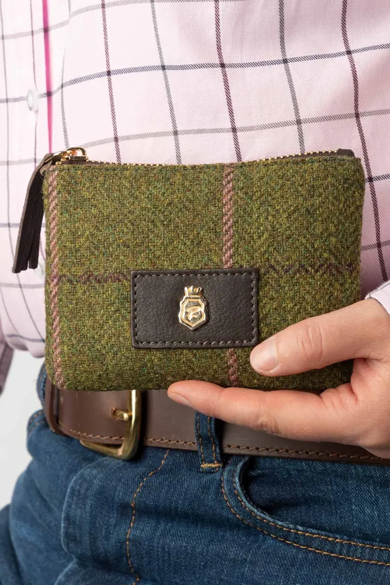 Rydale Ladies Helmsley Tweed Coin Purse - Dark Green-2