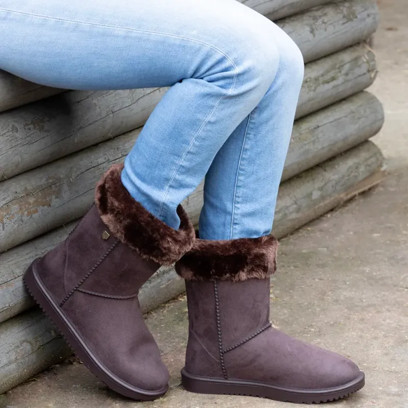 Hy Equestrian Chisworth Waterproof Fleece Boot With Faux Fur - Chocolate-2