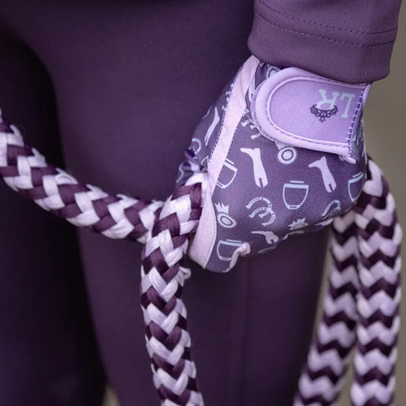 Little Rider Giddy Up Gymkhana Riding Gloves - Purple/Lilac-2