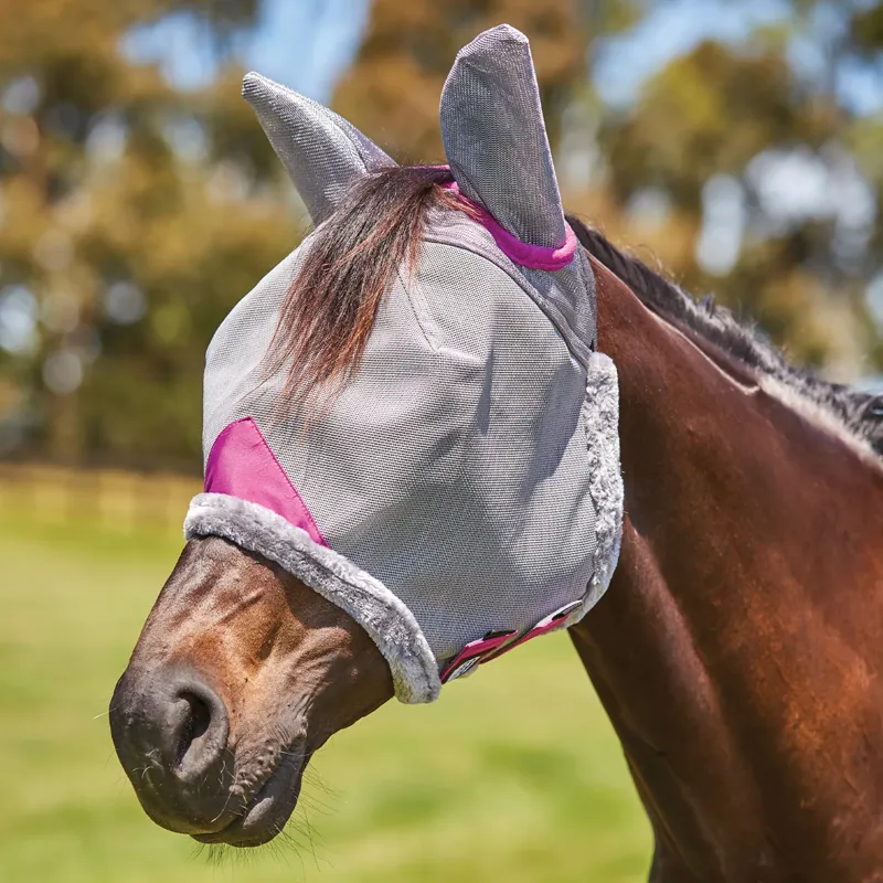 WeatherBeeta ComFiTec Deluxe Durable Mesh Mask with Ears - Grey/Purple