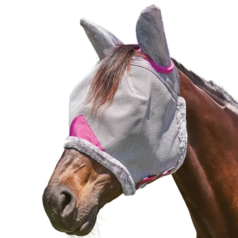 WeatherBeeta ComFiTec Deluxe Durable Mesh Mask with Ears - Grey/Purple-1