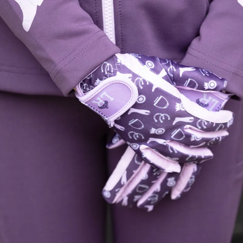 Little Rider Giddy Up Gymkhana Riding Gloves - Purple/Lilac-3