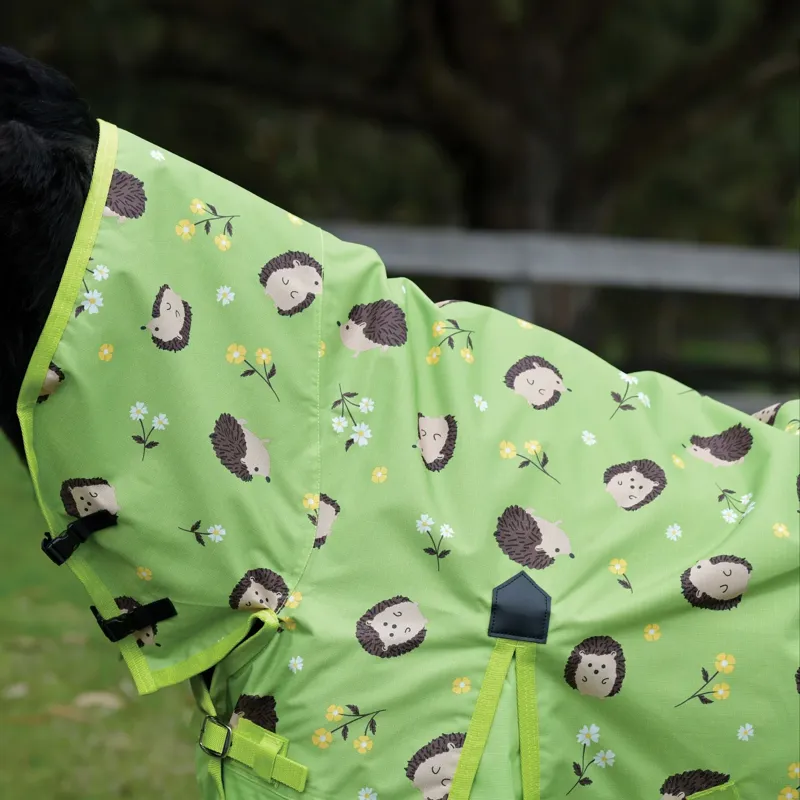 Saxon 600D Pony Combo Neck 0g Turnout Rug - Hedgehogs/Flowers Print-3