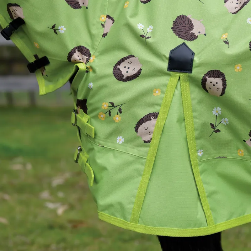 Saxon 600D Pony Combo Neck 0g Turnout Rug - Hedgehogs/Flowers Print-2