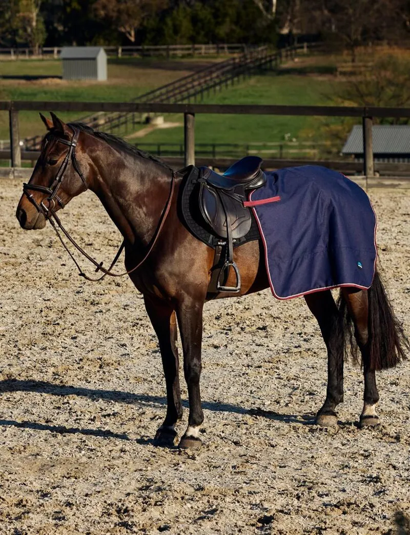 WeatherBeeta Essential Fleece Lined Quarter Sheet - Navy/Burgundy