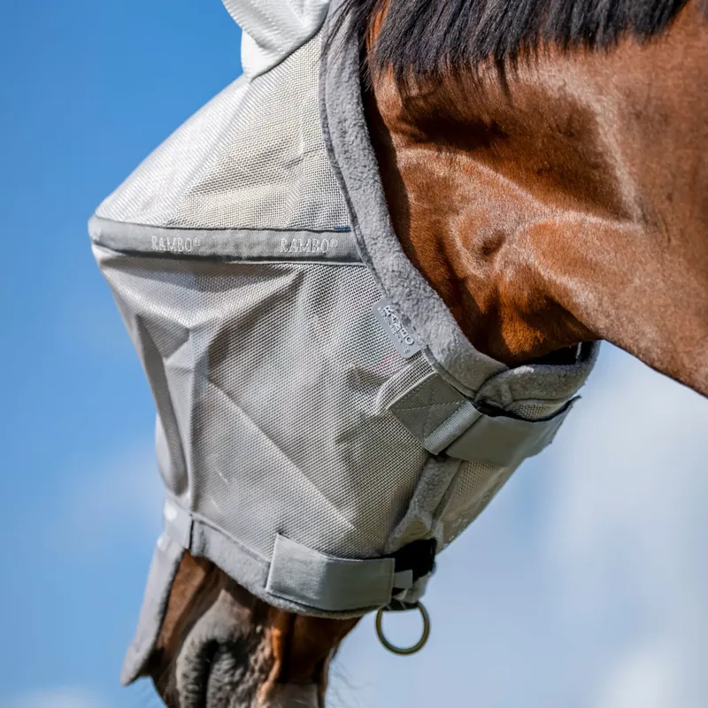 Horseware Rambo Plus Fly Mask - Silver/Titanium Grey-1