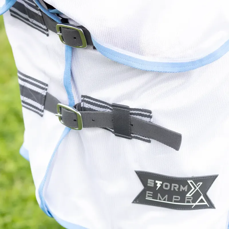 Hy Equestrian StormX Empra Gladiator UV Combi Fly Rug - White/Light Blue-2
