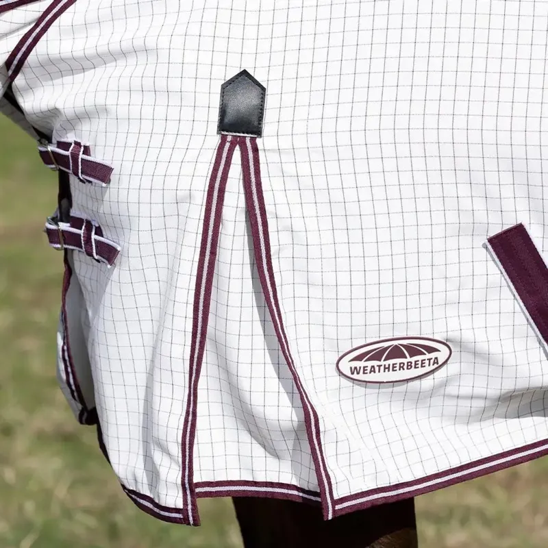 WeatherBeeta Hybrid Seasons Combo Neck Fly Rug - White/Maroon-2