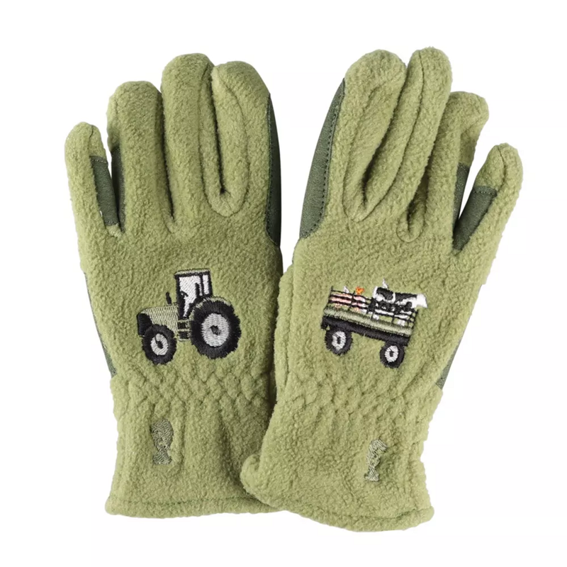 Hy Equestrian Little Knight Farm Collection Fleece Gloves - Olive Green