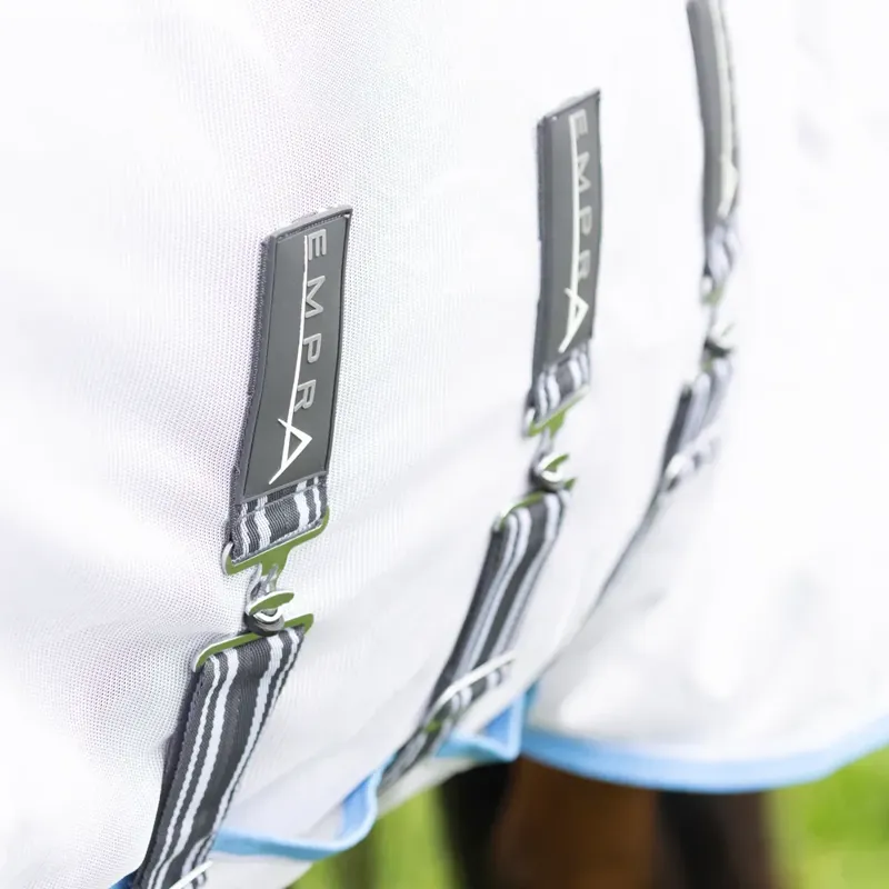 Hy Equestrian StormX Empra Gladiator UV Combi Fly Rug - White/Light Blue-3