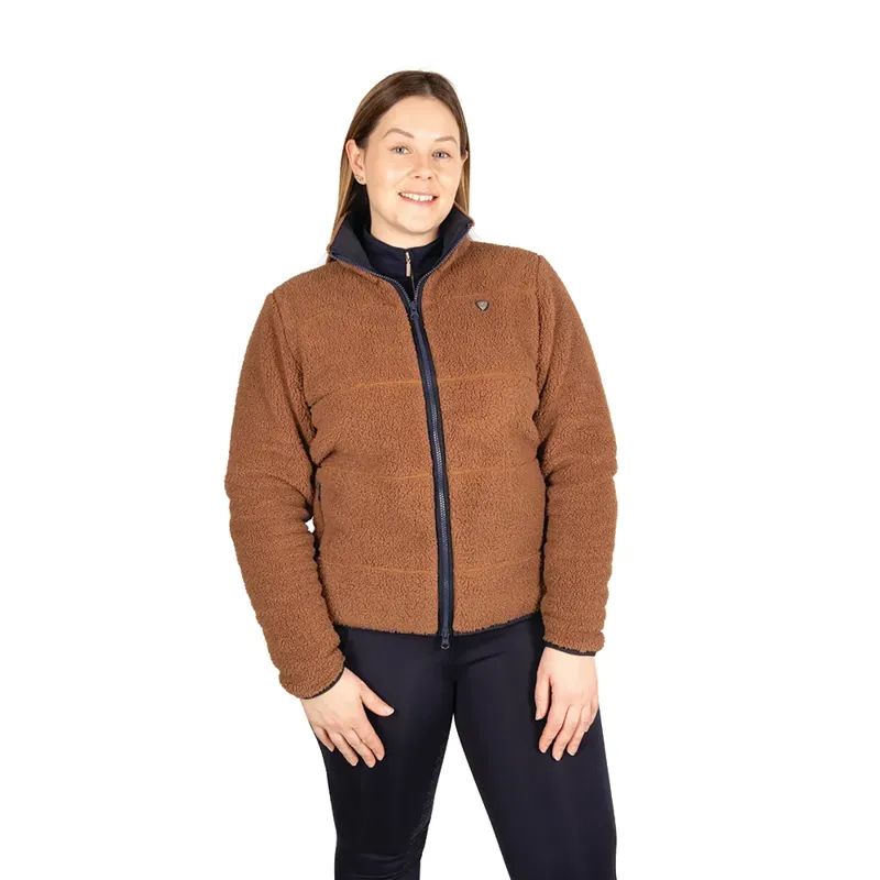 Hy Equestrian Elevate Style Teddy Fleece Ladies Jacket - Brown-1