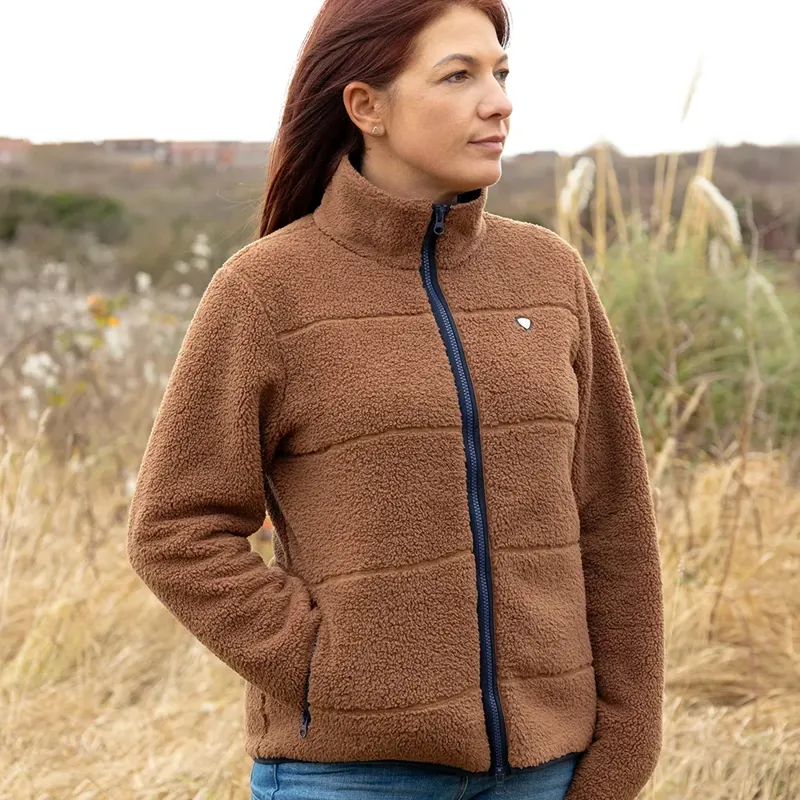 Hy Equestrian Elevate Style Teddy Fleece Ladies Jacket - Brown