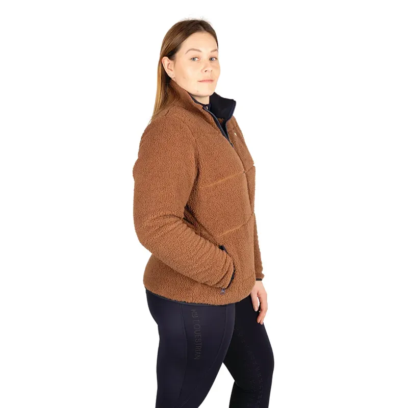 Hy Equestrian Elevate Style Teddy Fleece Ladies Jacket - Brown-2