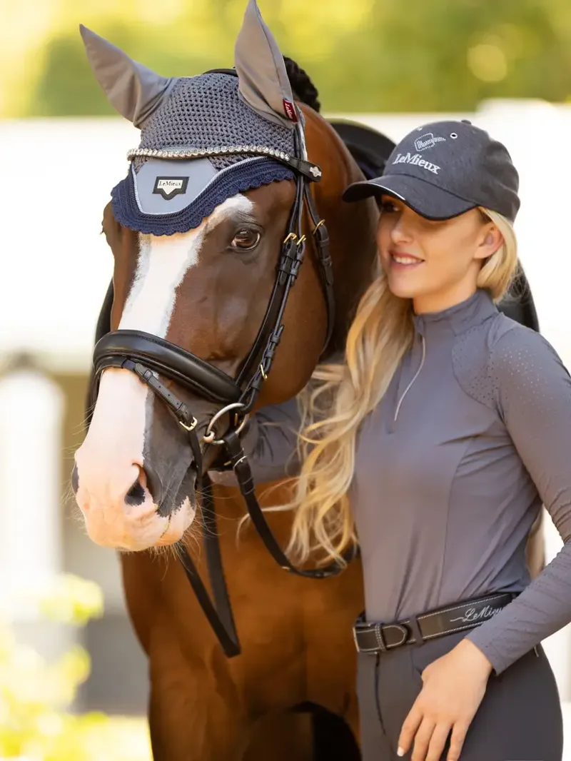 LeMieux Loire Fly Hood - Grey/Navy-1