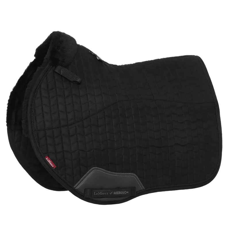 LeMieux Merino Half Lined Suede EuroJump Square - Black/Black