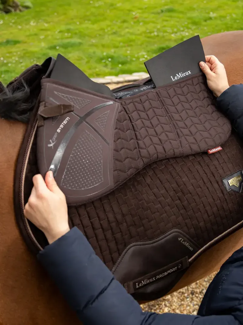 LeMieux ProSorb Plain 3 Pocket Quilted Half Pad - Brown Medium-1