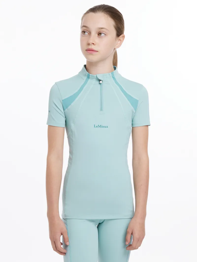 LeMieux Young Rider Short Sleeve Mia Mesh Base Layer - Aqua-1