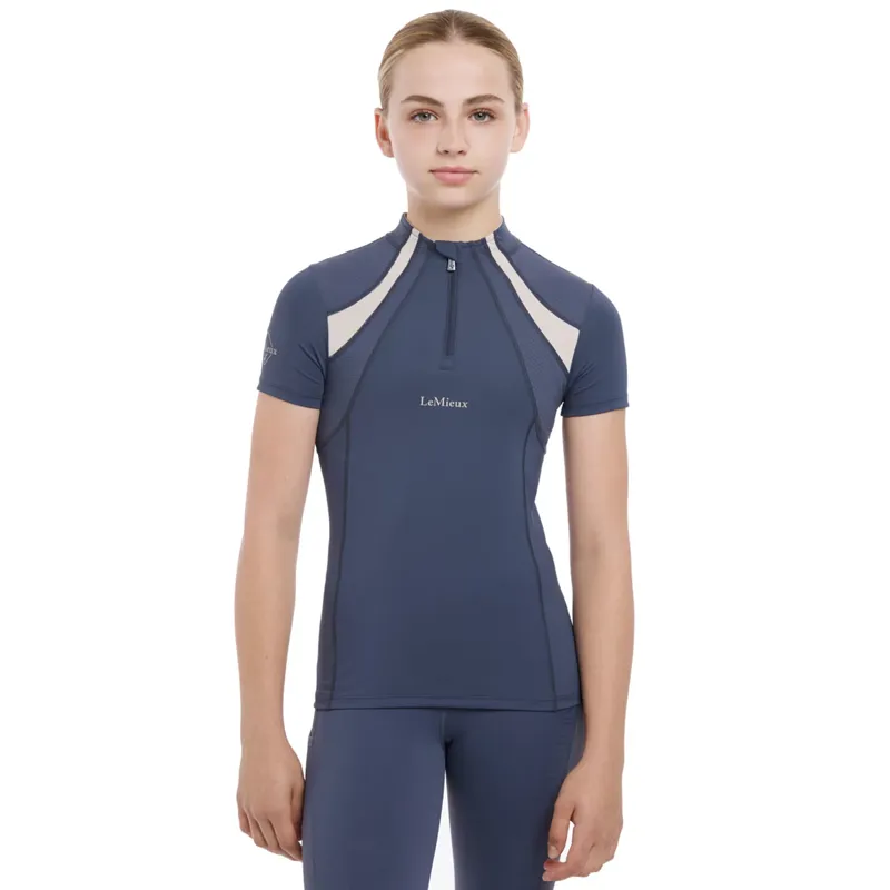 LeMieux Young Rider Short Sleeve Mia Mesh Base Layer - Dusk Blue-1