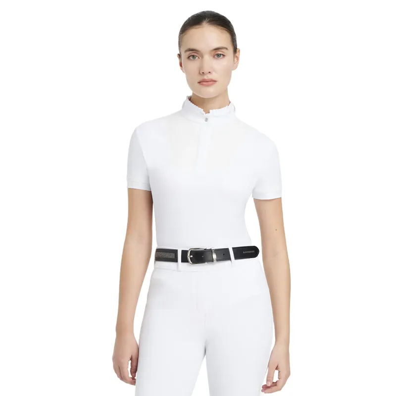 LeMieux Sophia Short Sleeve Pleated Show Shirt - White-3