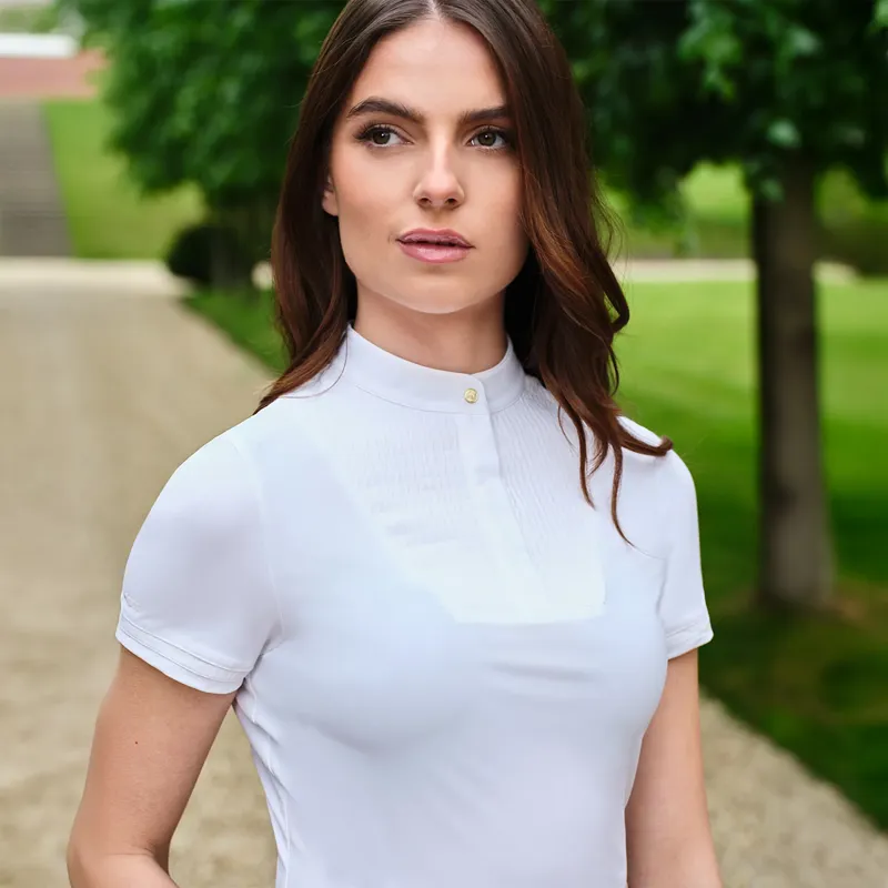 LeMieux Sophia Short Sleeve Pleated Show Shirt - White-5