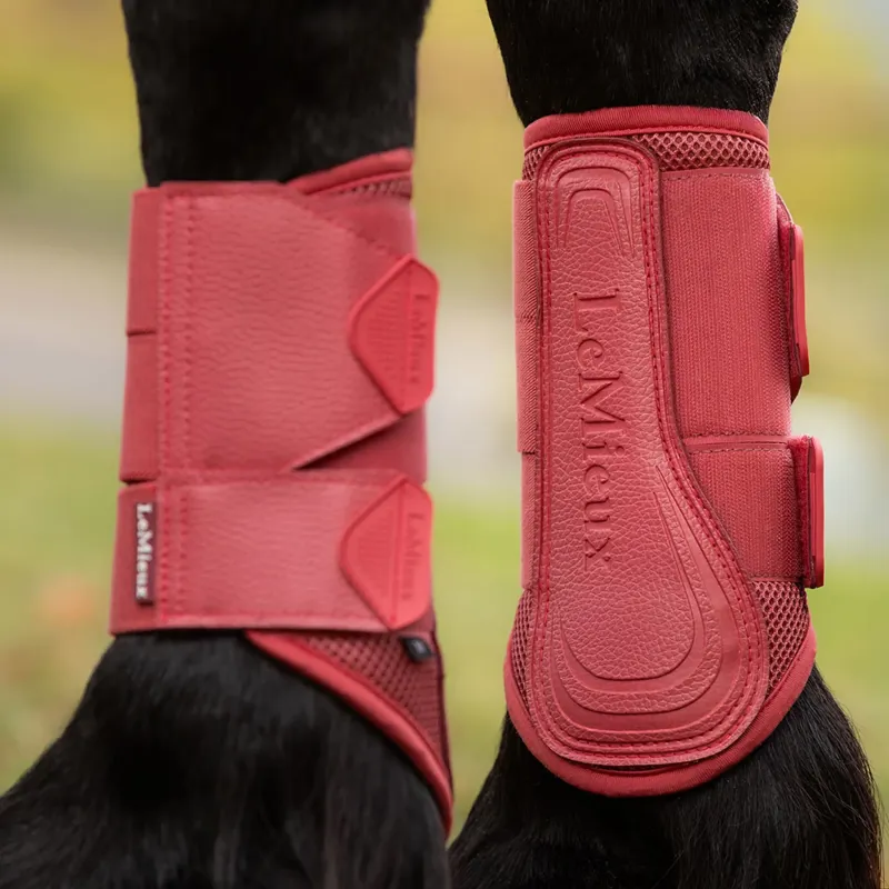 LeMieux Arika Mesh Brushing Boots - Cranberry-3