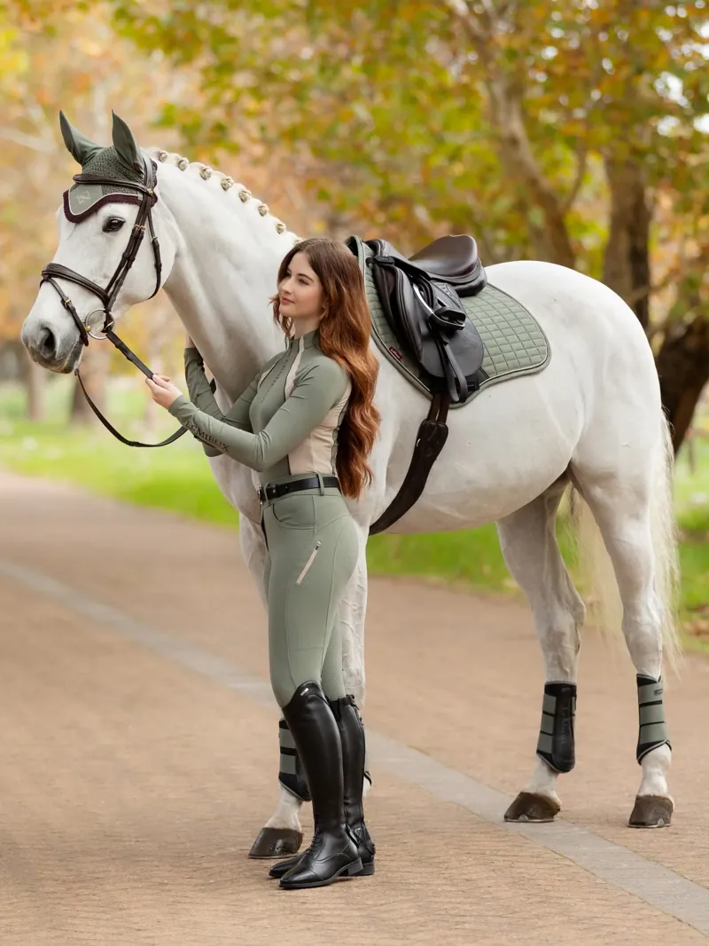 LeMieux Suede Close Contact Square Saddle Pad - Rosemary-2