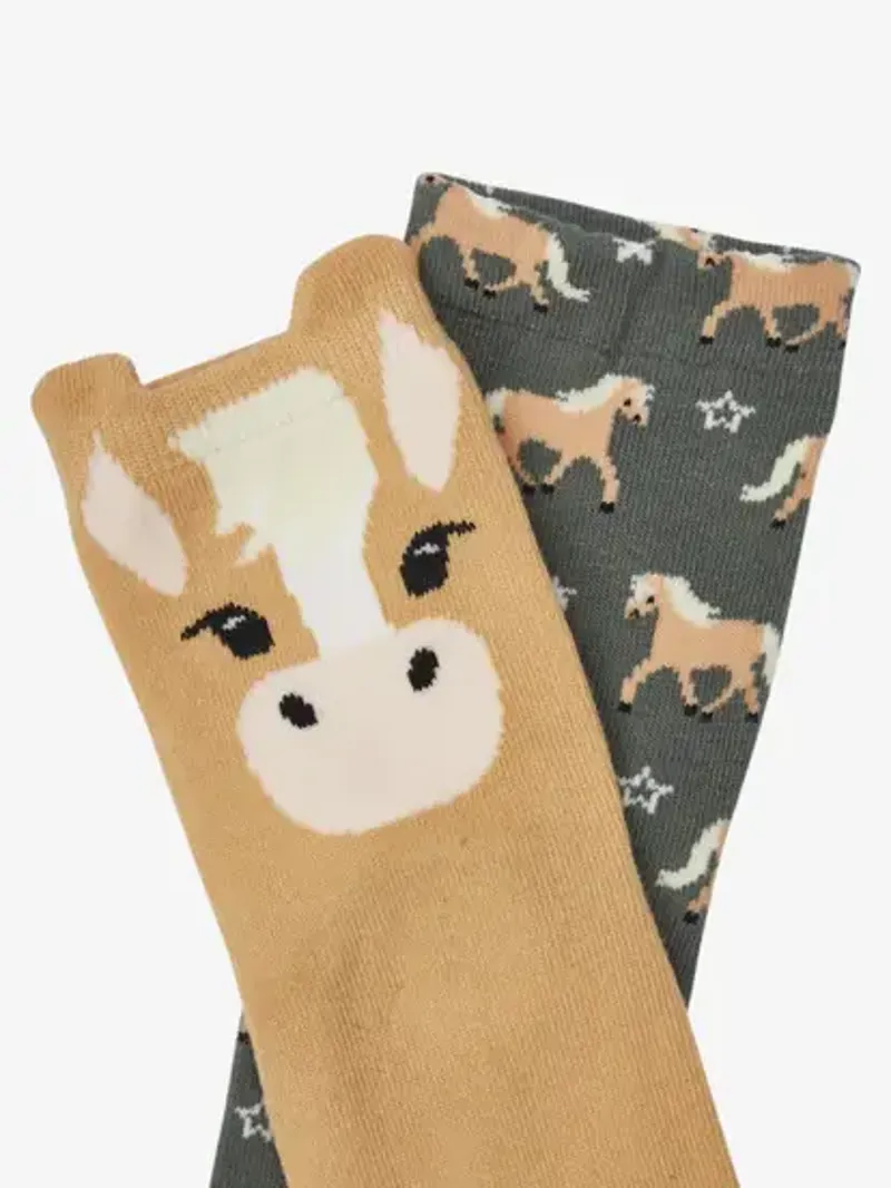LeMieux Mini Cotton Character Socks Haflinger 2 Pack - Rosemary-1