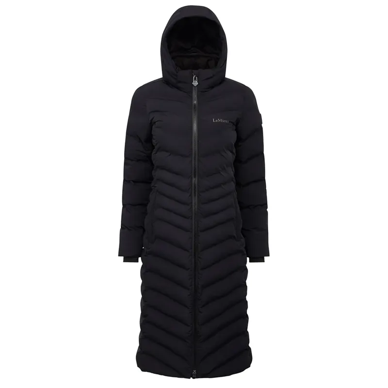LeMieux Hayley Womens Water Resistant Longline Puffer Coat - Black