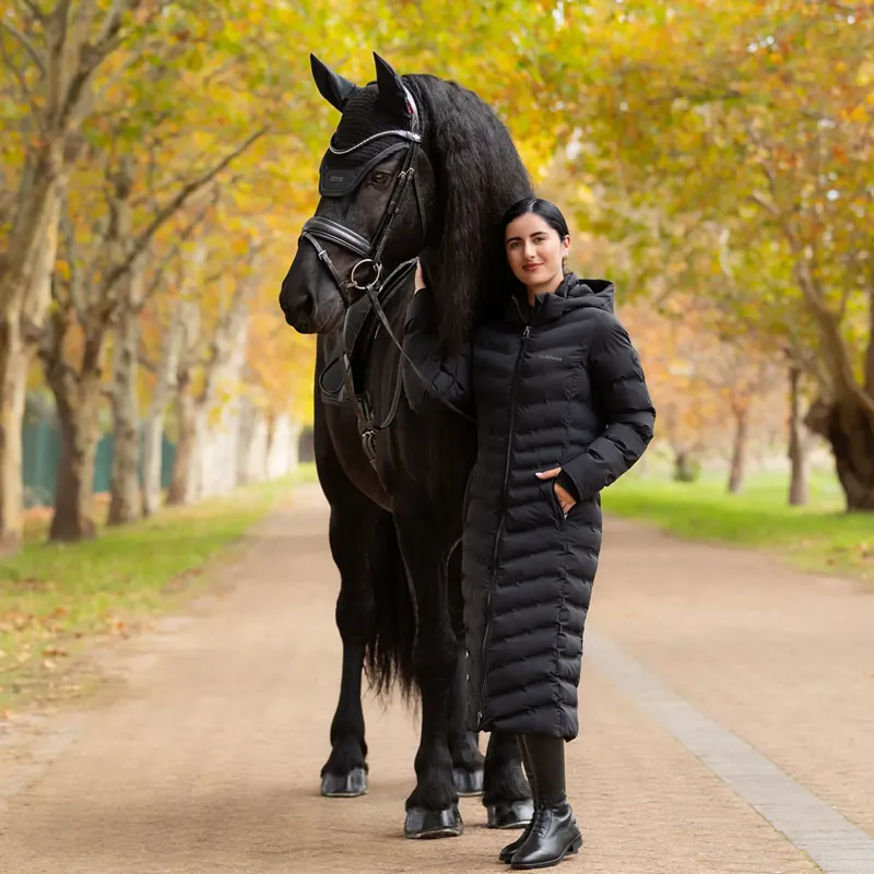 LeMieux Hayley Womens Water Resistant Longline Puffer Coat - Black-5