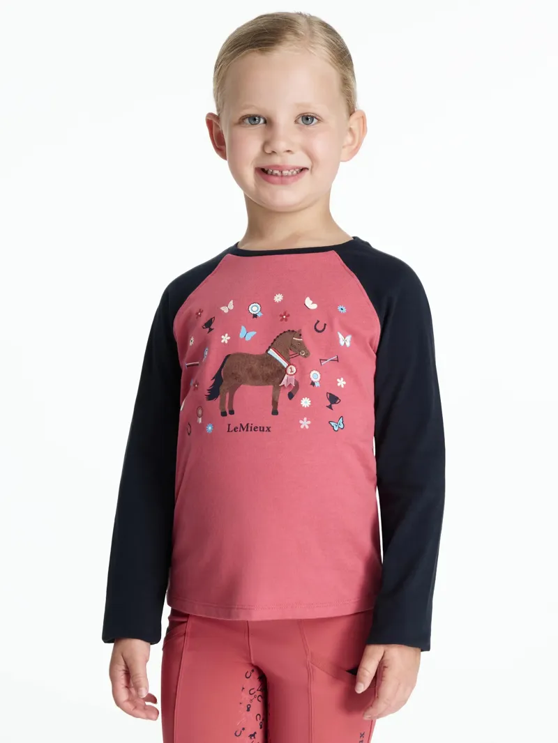 LeMieux Mini Jamie Chancer Long Sleeve Top - Cranberry-1