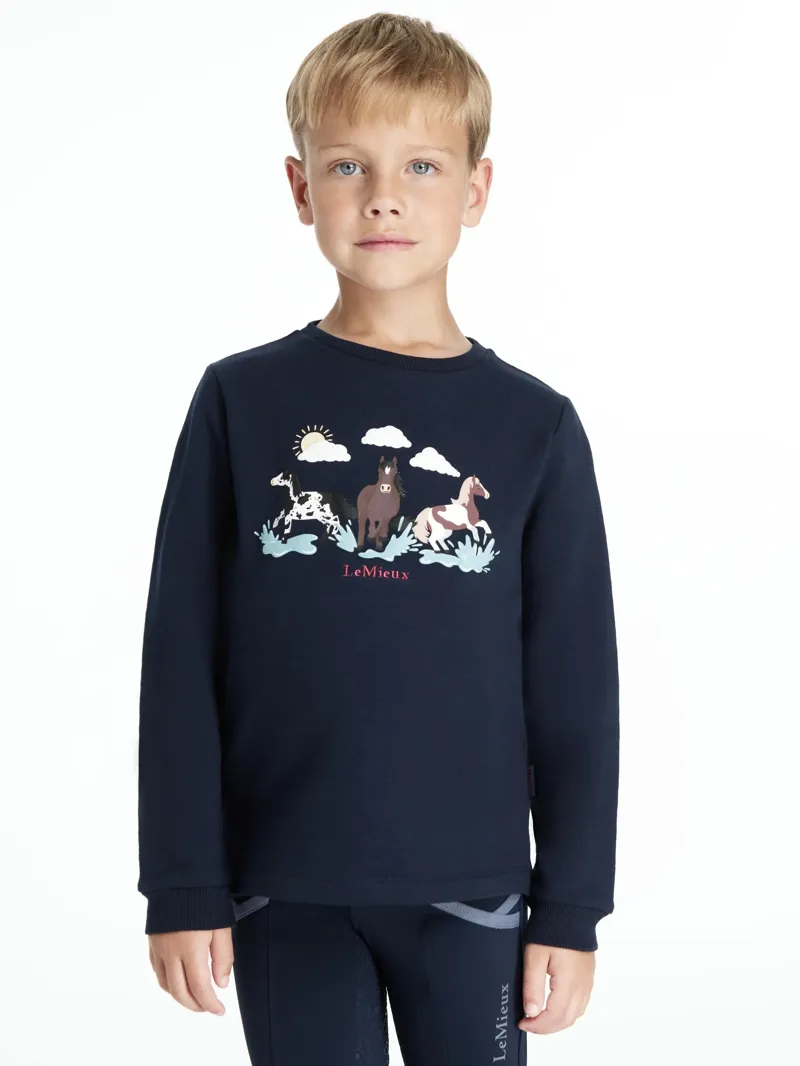 LeMieux Mini Poppy Long Sleeve Top - Navy-1