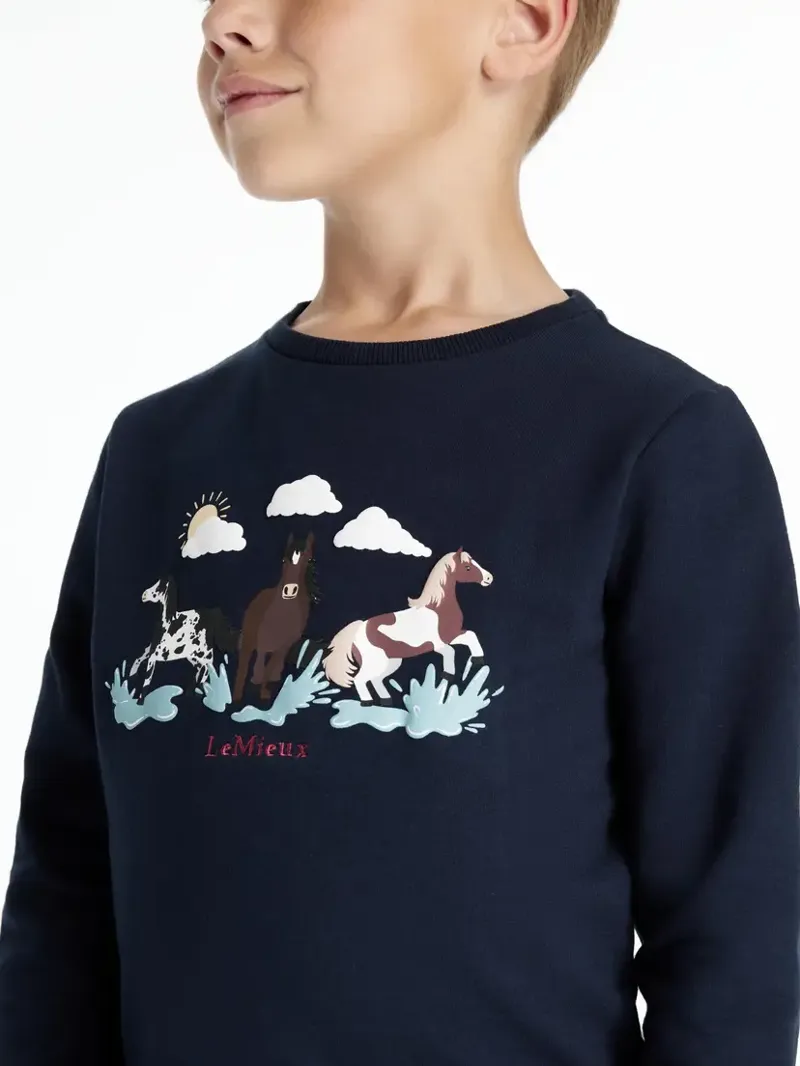 LeMieux Mini Poppy Long Sleeve Top - Navy-2